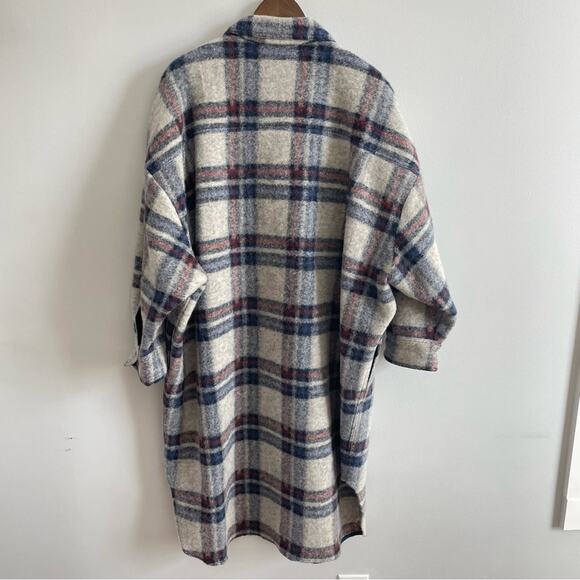 Isabel Marant Etoile | Women’s Gabrion Oversized Wool Blanket Shacket Plaid Coat - Picture 7 of 12